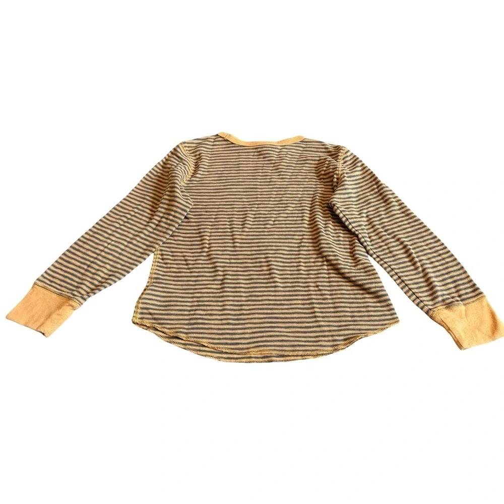 Gap Kids Yellow Grey Stripe Long Sleeve Shirt T-Shirt Top Large 10-12 Big Kid